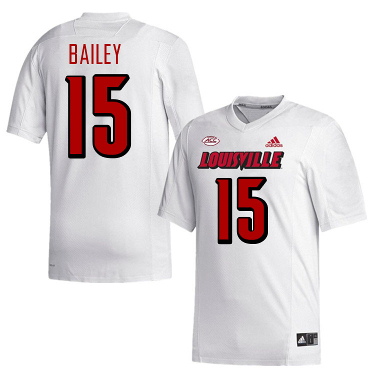 Men #15 Harrison Bailey Louisville Cardinals College Football Jerseys Stitched-White
